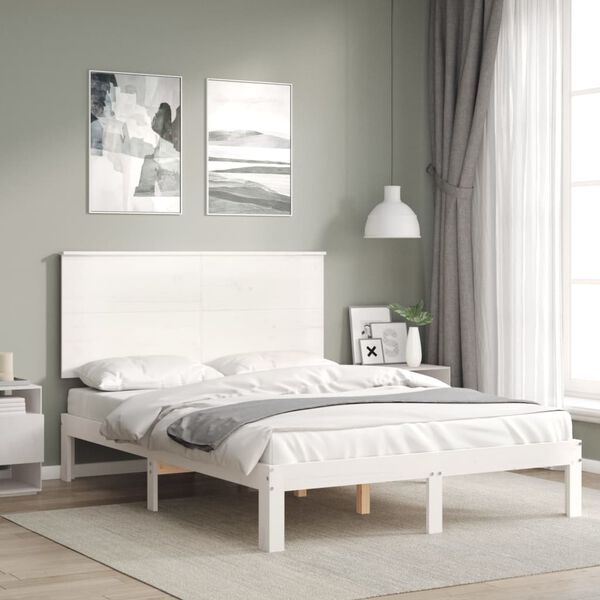 vidaXL Cadre de lit sans matelas blanc 140x200 cm bois de pin massif
