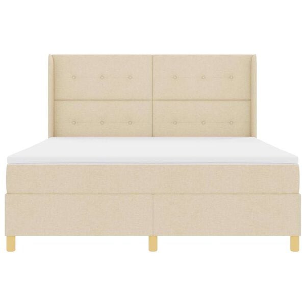 vidaXL Lit &agrave; ressorts avec matelas Cr&egrave;me 180 x 200 cm tissu