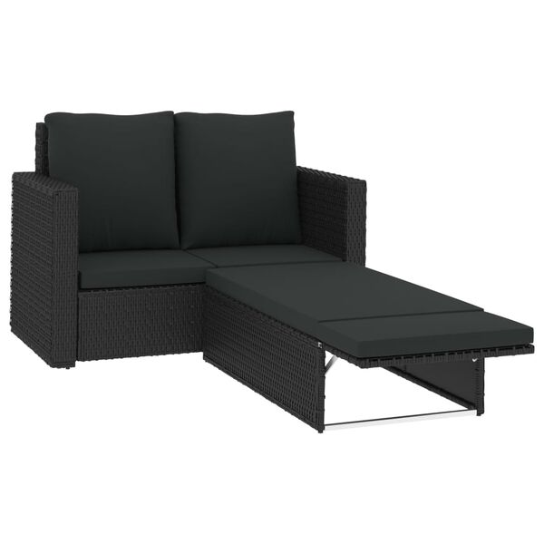 vidaXL Salon de jardin 2 pcs avec coussins R&eacute;sine tress&eacute;e Noir