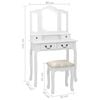 vidaXL Ensemble de coiffeuse avec tabouret Blanc 80x69x141cm Paulownia