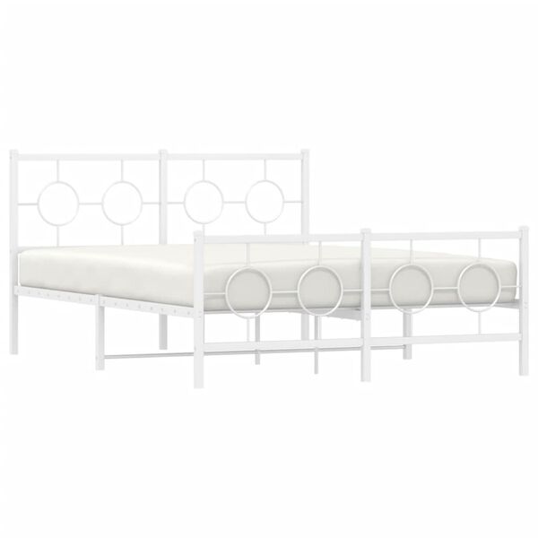 vidaXL Cadre de lit m&eacute;tal sans matelas et pied de lit blanc 140x200 cm