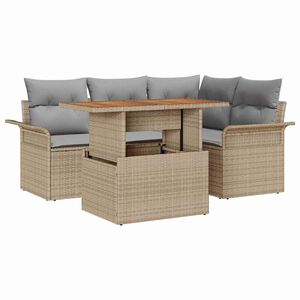 vidaXL Ensemble de canap&eacute; de jardin 5 pcs beige et gris clair