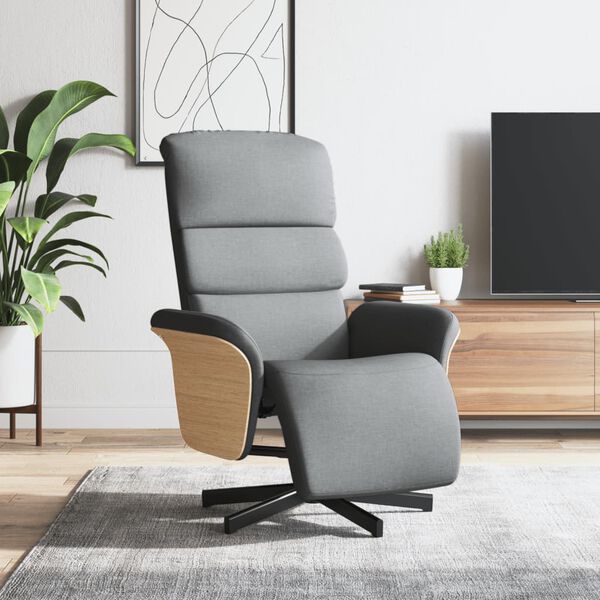 vidaXL Fauteuil inclinable avec repose-pieds gris clair tissu