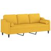 vidaXL Canap&eacute; 3 places avec oreillers et coussins Jaune clair 210 cm