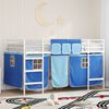 vidaXL Cadre de Lit Mezzanine pour Enfants avec Rideaux Blanc et Bleu