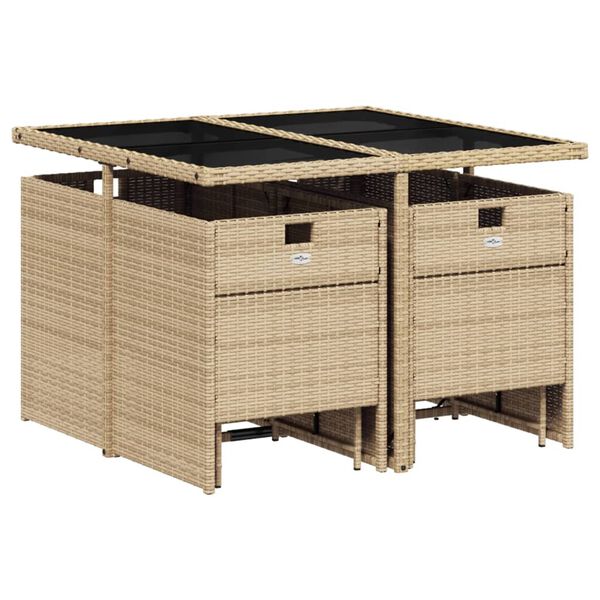 vidaXL Ensemble à manger de jardin et coussins 9 pcs mélange beige