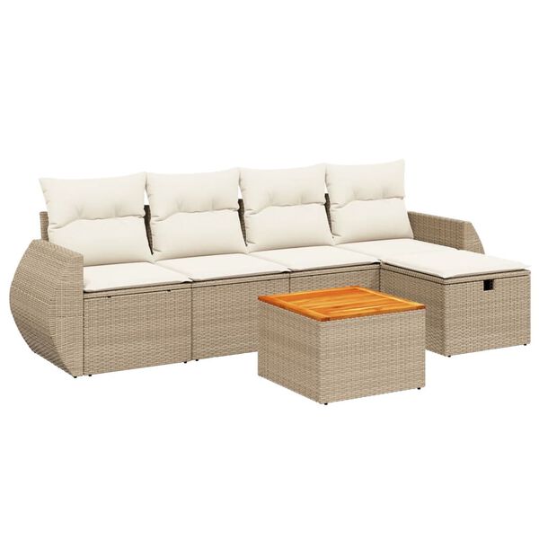 vidaXL Salon de jardin avec coussins 6 pcs beige r&eacute;sine tress&eacute;e