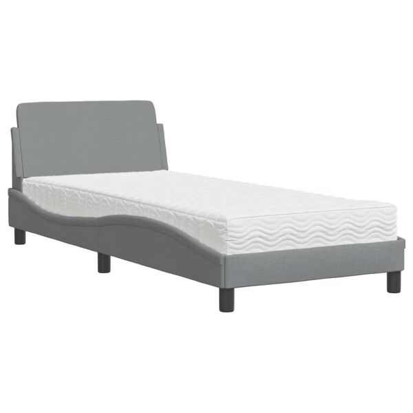 vidaXL Lit avec matelas Dover gris clair 80x200 cm tissu
