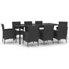 vidaXL Ensemble &agrave; manger jardin 9pcs et coussins noir r&eacute;sine tress&eacute;e