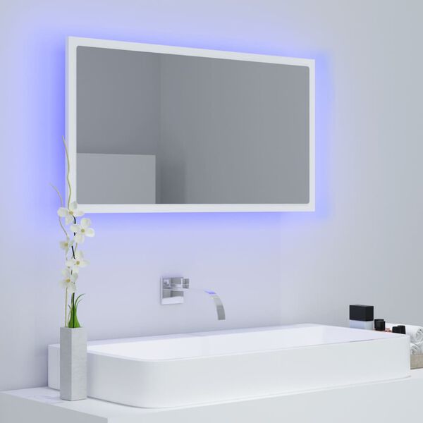 vidaXL Miroir à LED de salle de bain Blanc 80x8,5x37 cm Acrylique