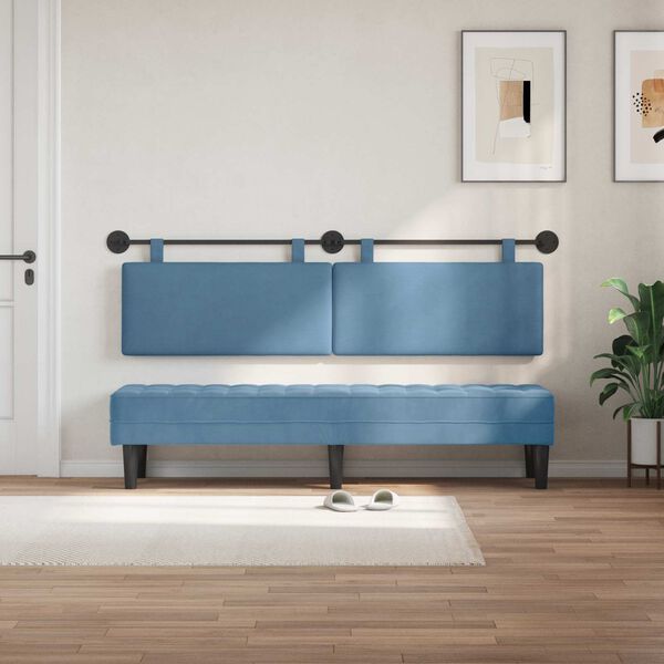 vidaXL T&ecirc;te de lit suspendue Montage mural Uni Bleu 170 x 55 x 5 cm
