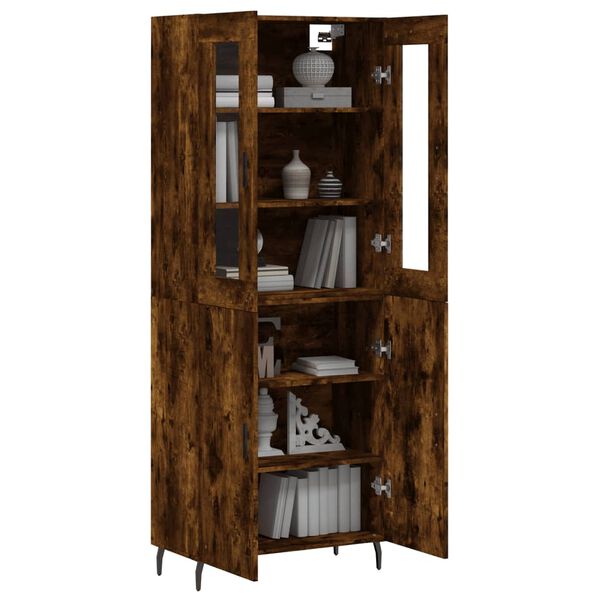 vidaXL Buffet haut Ch&ecirc;ne fum&eacute; 69,5x34x180 cm Bois d'ing&eacute;nierie