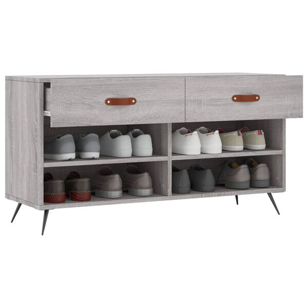 vidaXL Banc à chaussures sonoma gris 102x35x55 cm bois d'ingénierie