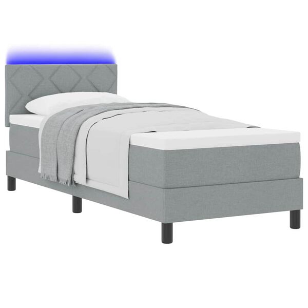 vidaXL Lit &agrave; ressorts avec matelas Gris clair 80 x 200 cm tissu
