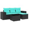 vidaXL Ensemble de canap&eacute; de jardin 5 pcs avec coussins noir r&eacute;sine tress&eacute;e