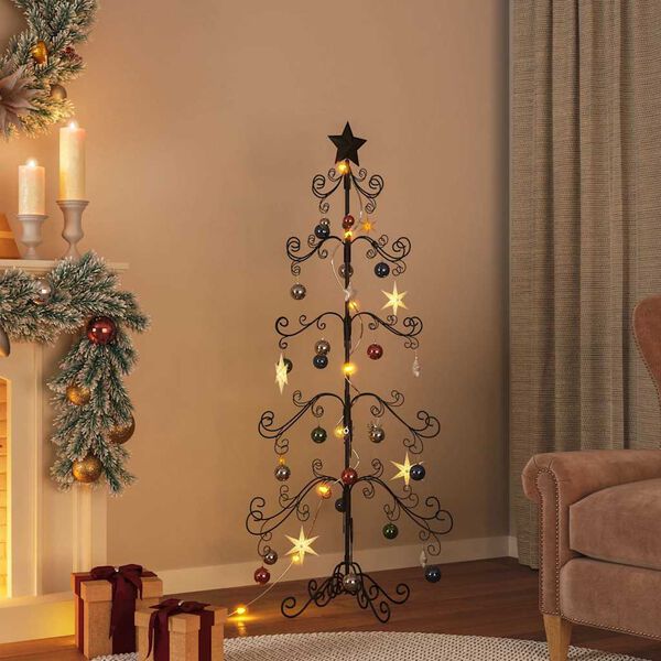 vidaXL Arbre de No&euml;l en m&eacute;tal pour d&eacute;coration noir 150 cm