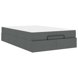 vidaXL Cadre de lit avec matelas avec matelas 2 pcs Gris Fonc&eacute; tissu