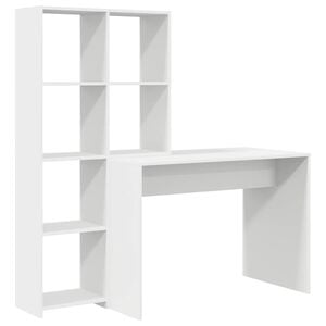 vidaXL Bureau avec &eacute;tag&egrave;re Blanc 138,5 x 55 x 143 cm Bois d'ing&eacute;nierie