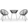 vidaXL Ensemble &agrave; d&icirc;ner d'ext&eacute;rieur 3 pcs Rotin PVC Noir