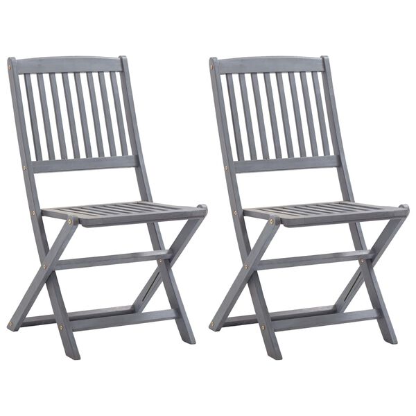 vidaXL Chaises pliables d'extérieur lot de 2 et coussins Bois d'acacia