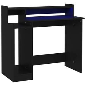 vidaXL Bureau avec lumi&egrave;res LED noir 97x45x90 cm bois d'ing&eacute;nierie