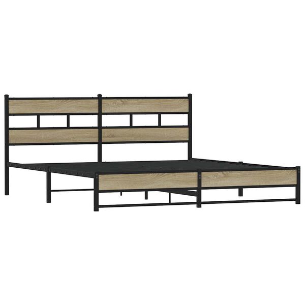 vidaXL Cadre de lit en m&eacute;tal sans matelas ch&ecirc;ne sonoma 193x203 cm