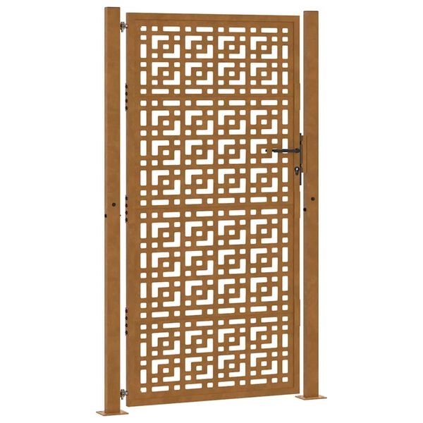 vidaXL Portail de jardin 100x200 cm en acier patin&eacute; avec croix