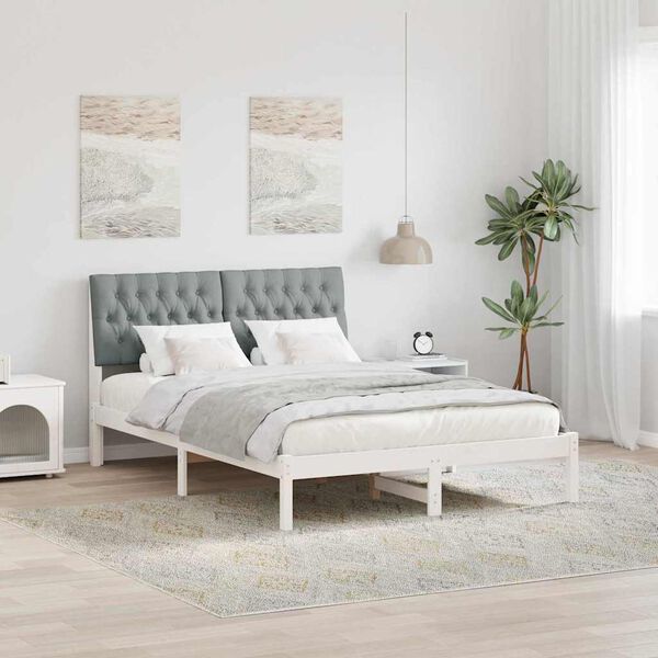 vidaXL Cadre de lit Gris clair 140 x 190 cm Pin massif
