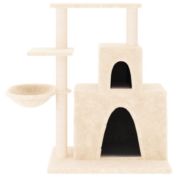 vidaXL Arbre &agrave; chat avec griffoirs en sisal Cr&egrave;me 83 cm
