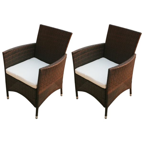 vidaXL Chaises de jardin lot de 2 R&eacute;sine tress&eacute;e Marron