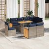 vidaXL Salon de jardin avec coussins 9 pcs gris r&eacute;sine tress&eacute;e acacia