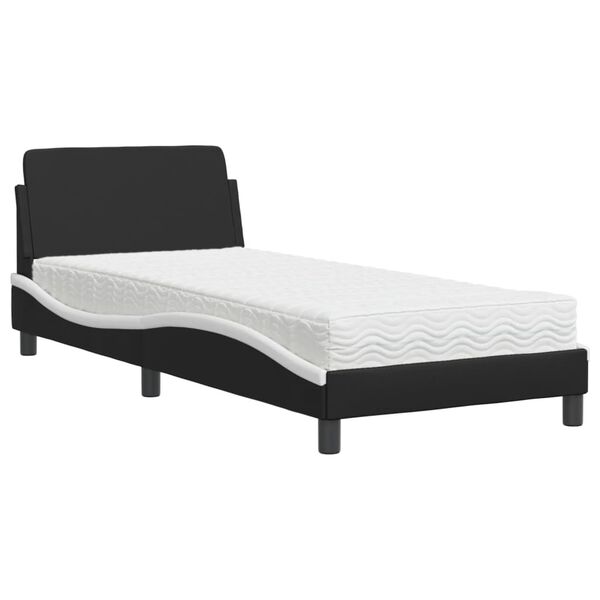 vidaXL Lit avec matelas Dover noir et blanc 80x200 cm similicuir