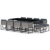 vidaXL Ensemble &agrave; manger de jardin coussins 13 pcs R&eacute;sine tress&eacute;e Gris