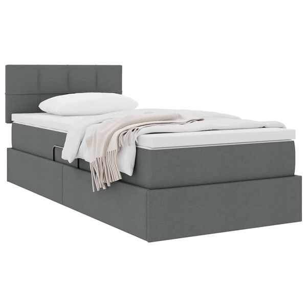 vidaXL Lit avec rangement et matelas Gris fonc&eacute; 90 x 200 cm