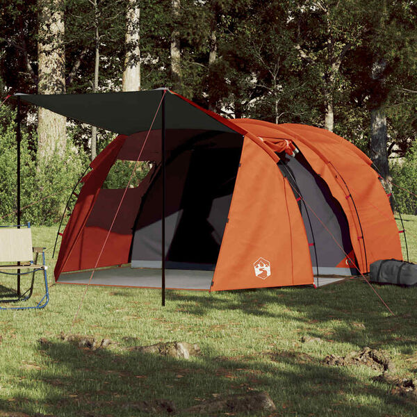 vidaXL Tente de camping tunnel 4 personnes gris et orange imperm&eacute;able