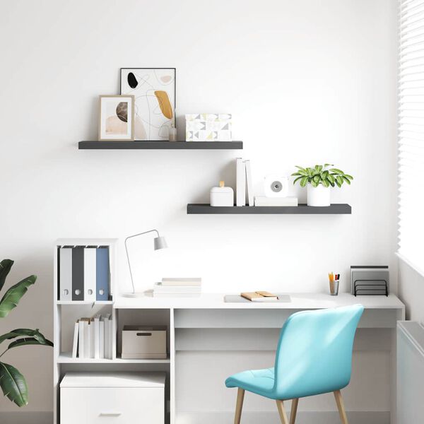 vidaXL &Eacute;tag&egrave;re murale flottante 2 pcs Gris brillant 90x23,5x3,8 cm MDF