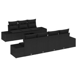 vidaXL Ensemble de canap&eacute; de jardin avec coussin 8 pcs Noir polyrotin