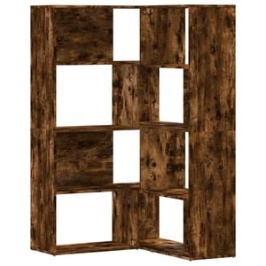 vidaXL Biblioth&egrave;que d'angle &agrave; 4 niveaux ch&ecirc;ne fum&eacute; bois d'ing&eacute;nierie