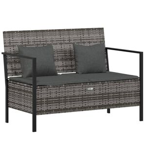 vidaXL Banc de Jardin &agrave; 2 Places avec Coussins Gris R&eacute;sine Tress&eacute;e