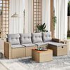 vidaXL Salon de jardin avec coussins 6pcs m&eacute;lange beige r&eacute;sine tress&eacute;e