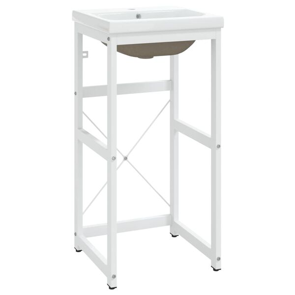 vidaXL Cadre de lavabo de salle de bain vasque &agrave; encastrer Blanc Fer