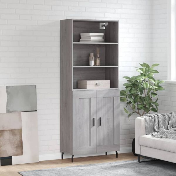 vidaXL Buffet haut Sonoma gris 69,5x34x180 cm Bois d'ing&eacute;nierie