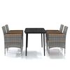 vidaXL Ensemble &agrave; manger de jardin et coussins 5pcs Gris/noir