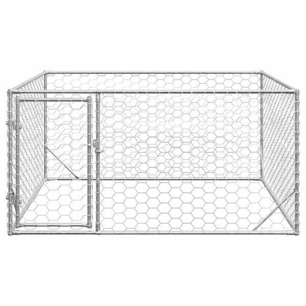 vidaXL Niche d'ext&eacute;rieur pour chien avec porte, 2 x 2 x 1 m, acier galvanis&eacute;