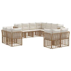 vidaXL Ensemble de canap&eacute;s d'ext&eacute;rieur 11 pcs Blanc Naturel et Cr&egrave;me