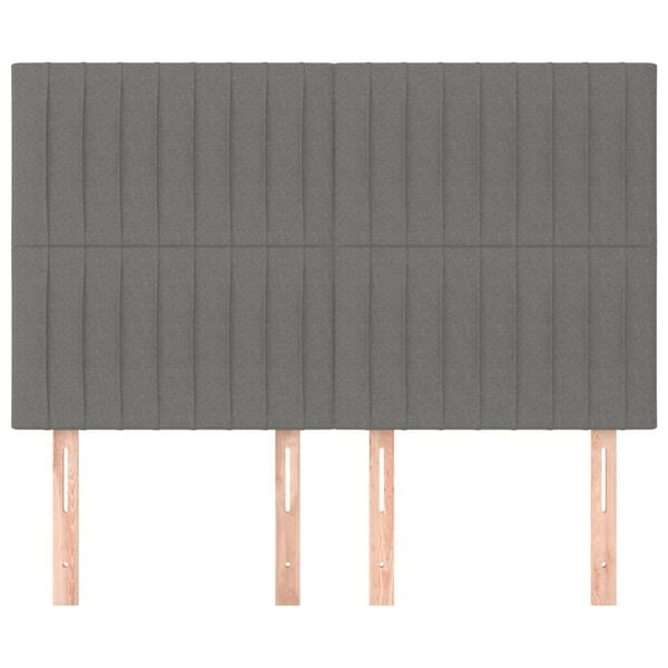vidaXL T&ecirc;te de lit Gris fonc&eacute; 144 x 5 x 118/128 cm Tissu