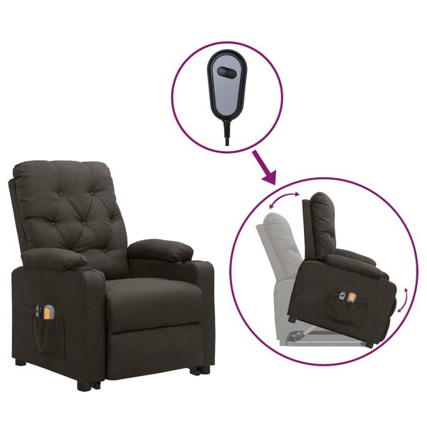 vidaXL Fauteuil de massage Taupe Tissu