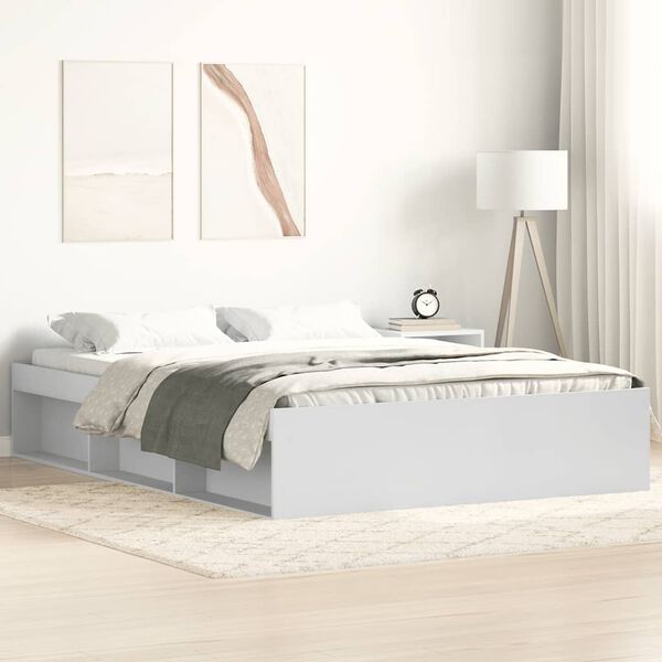 vidaXL Cadre de lit sans matelas blanc 135x190 cm