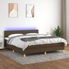 vidaXL Sommier &agrave; lattes de lit matelas et LED Marron fonc&eacute; 180x200 cm