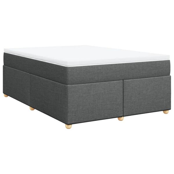 vidaXL Sommier &agrave; lattes de lit avec matelas Gris fonc&eacute; 140x200cm Tissu